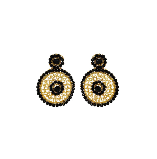 Lavish Earrings Drop Black and Gold Minerva