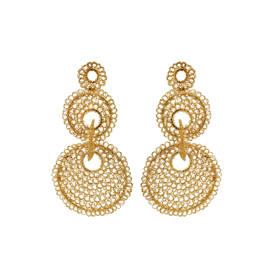 Lavish Earrings Gold Iris Handmade Crochet