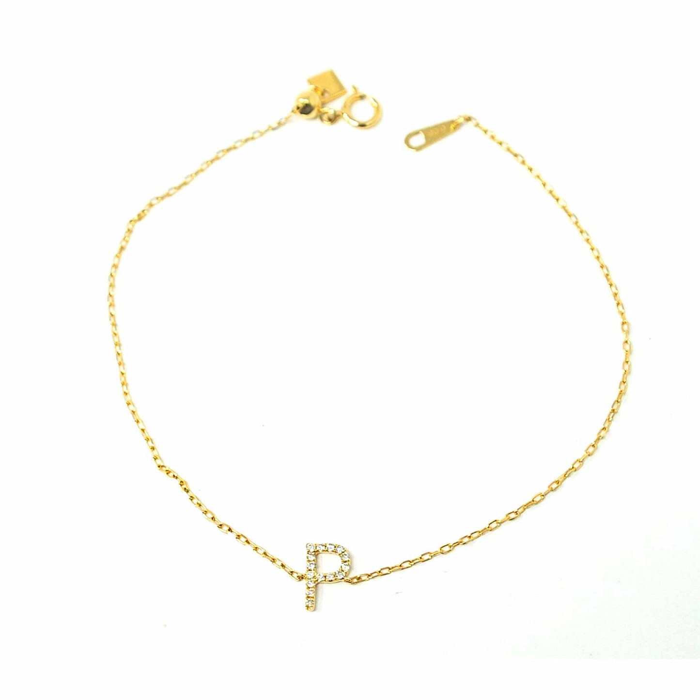 18K Yellow Gold Initial Diamond Bracelet