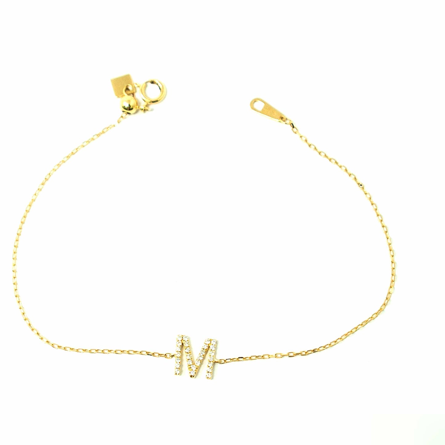 18K Yellow Gold Initial Diamond Bracelet