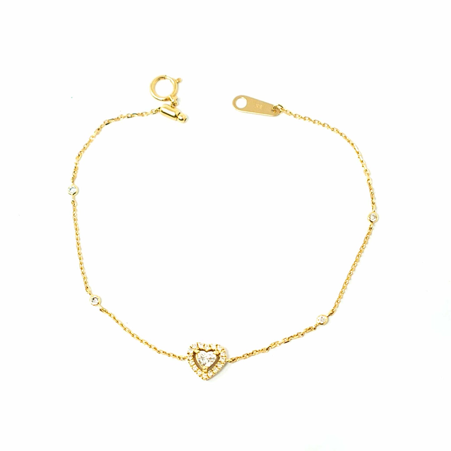 18K Yellow Gold Heart Diamond Bracelet