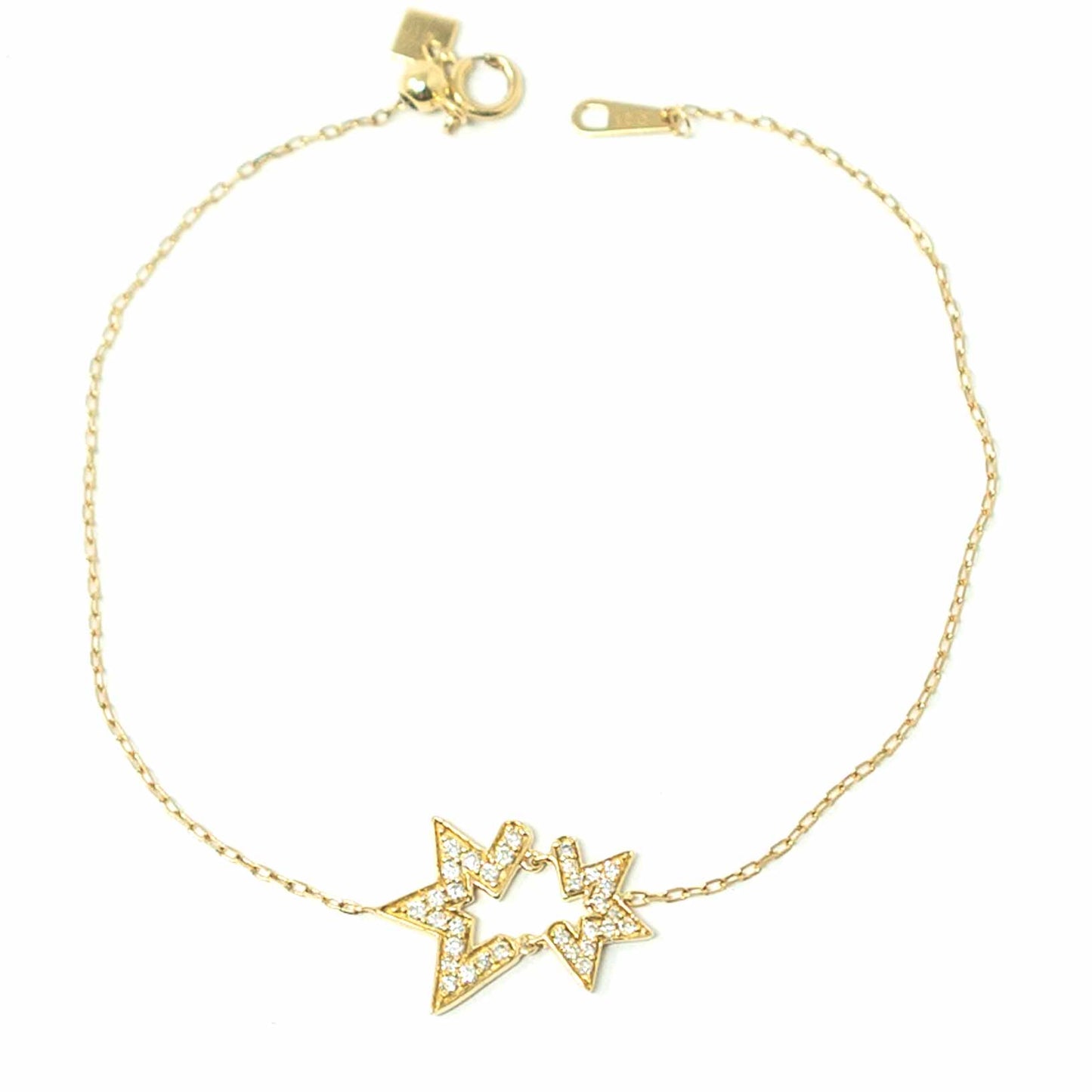 18K Yellow Gold Diamond Double Star Bracelet