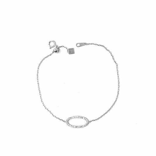 18K White Gold Diamond Oval Pendant Bracelet