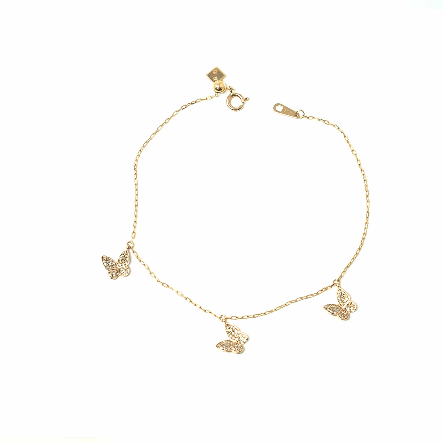 18K Yellow Gold Trio Butterfly Diamond Bracelet