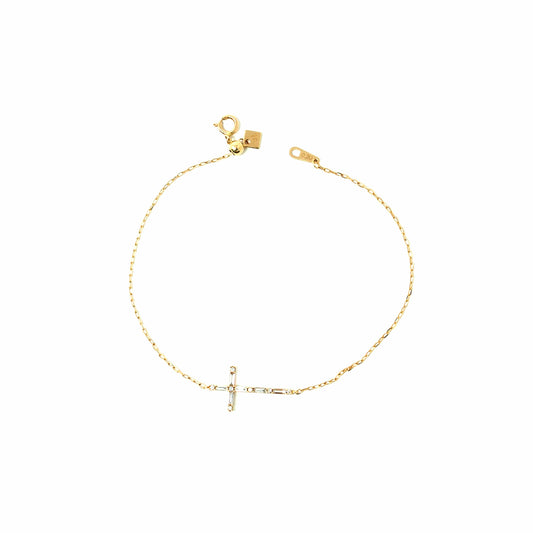 18K Rose Gold Diamond Cross Bracelet