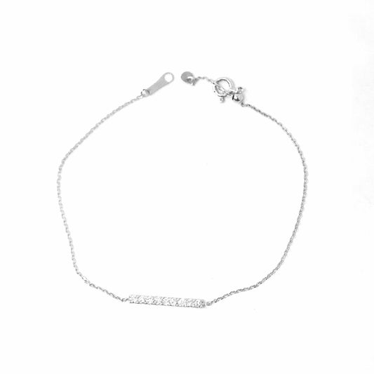 18K White Gold Short Bar Diamond Bracelet