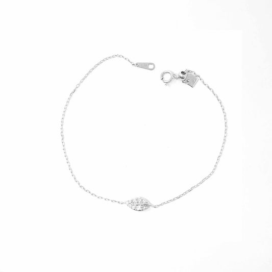 18K White Gold Diamond Leaf Bracelet