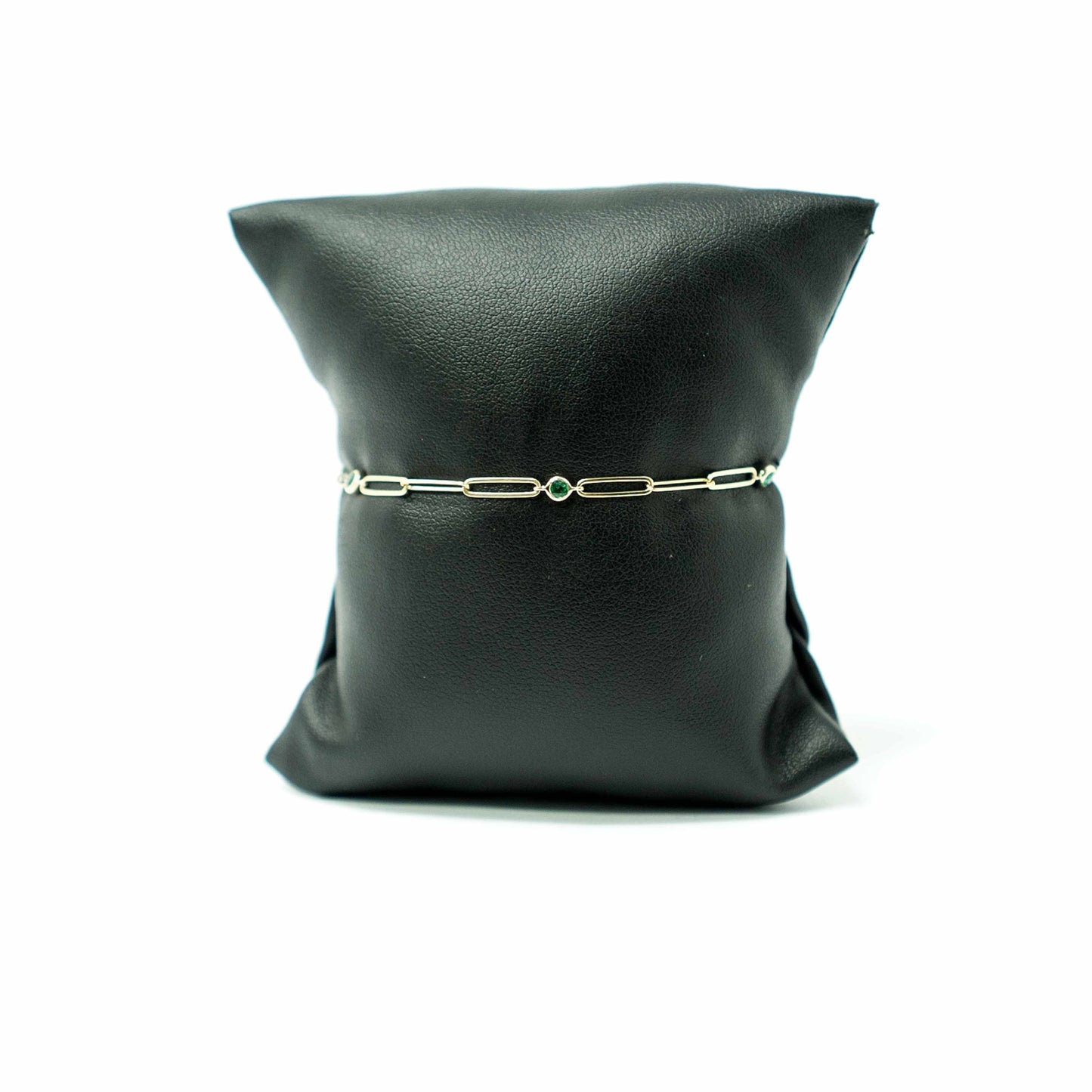 14K Yellow Gold Paperclip Emerald Bracelet