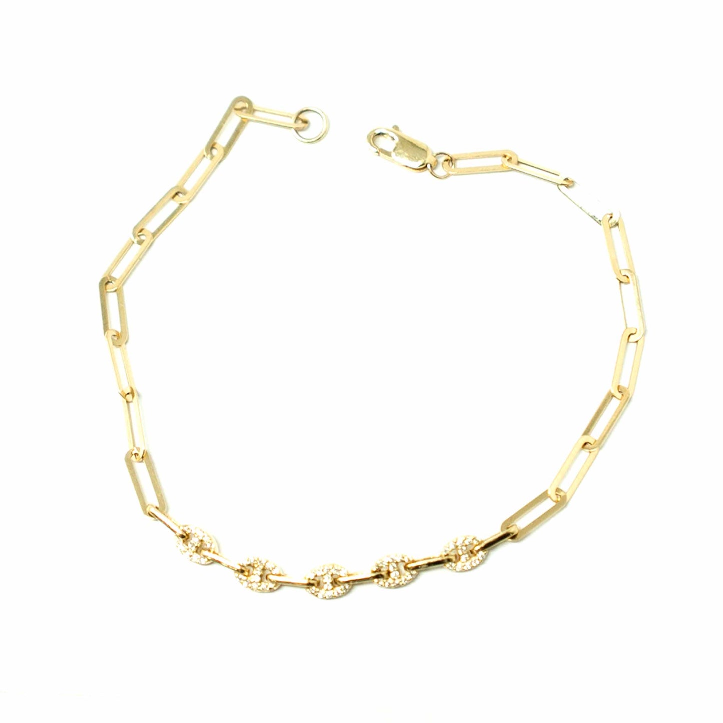 14K Yellow Gold Paperclip Gucci Style Bracelet