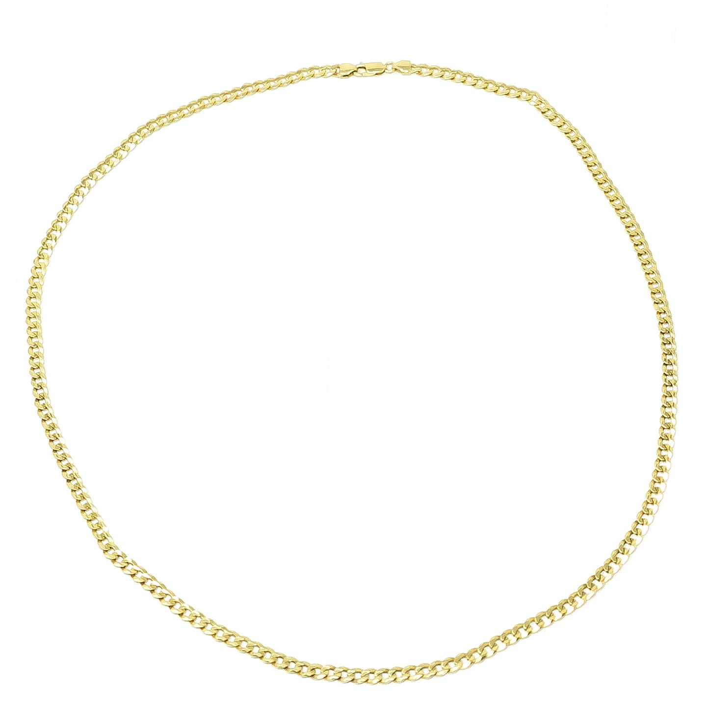 14K Yellow Gold Flat Cuban Link Man Chain