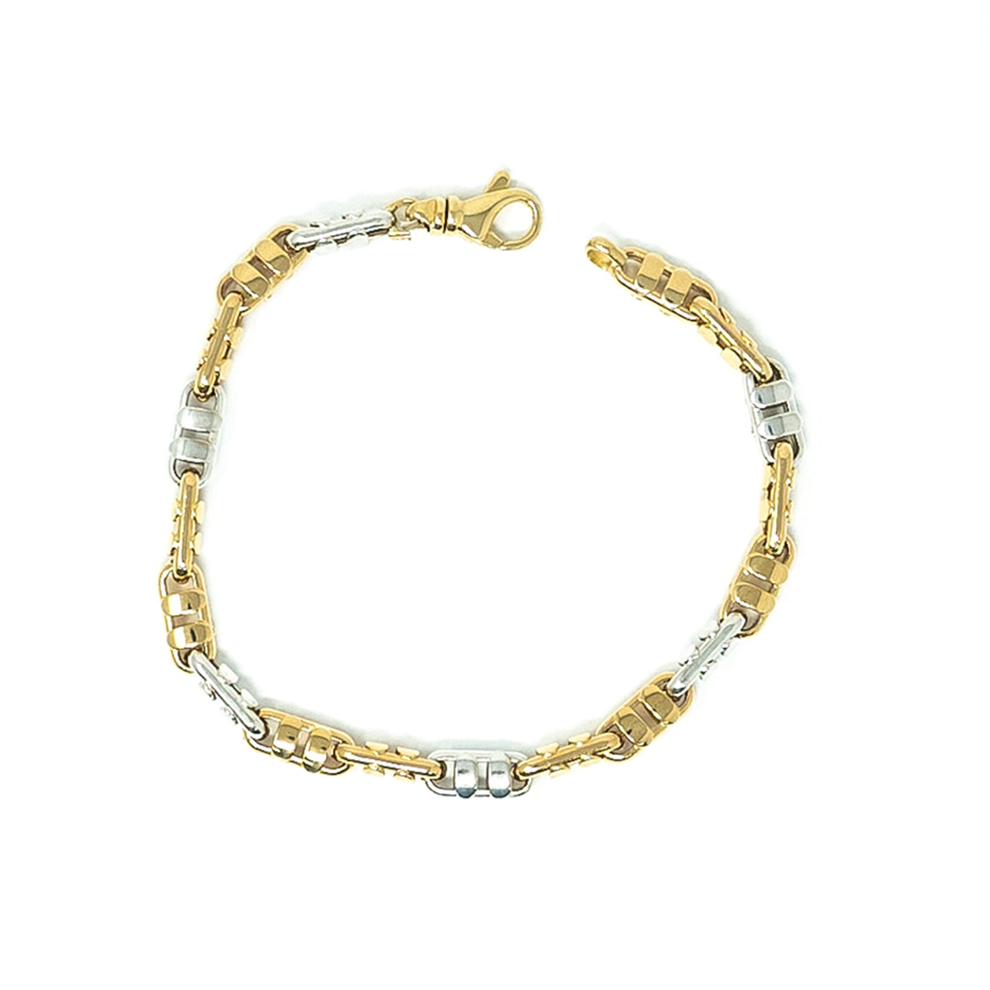 14K Two Tone Fancy Link Bracelet