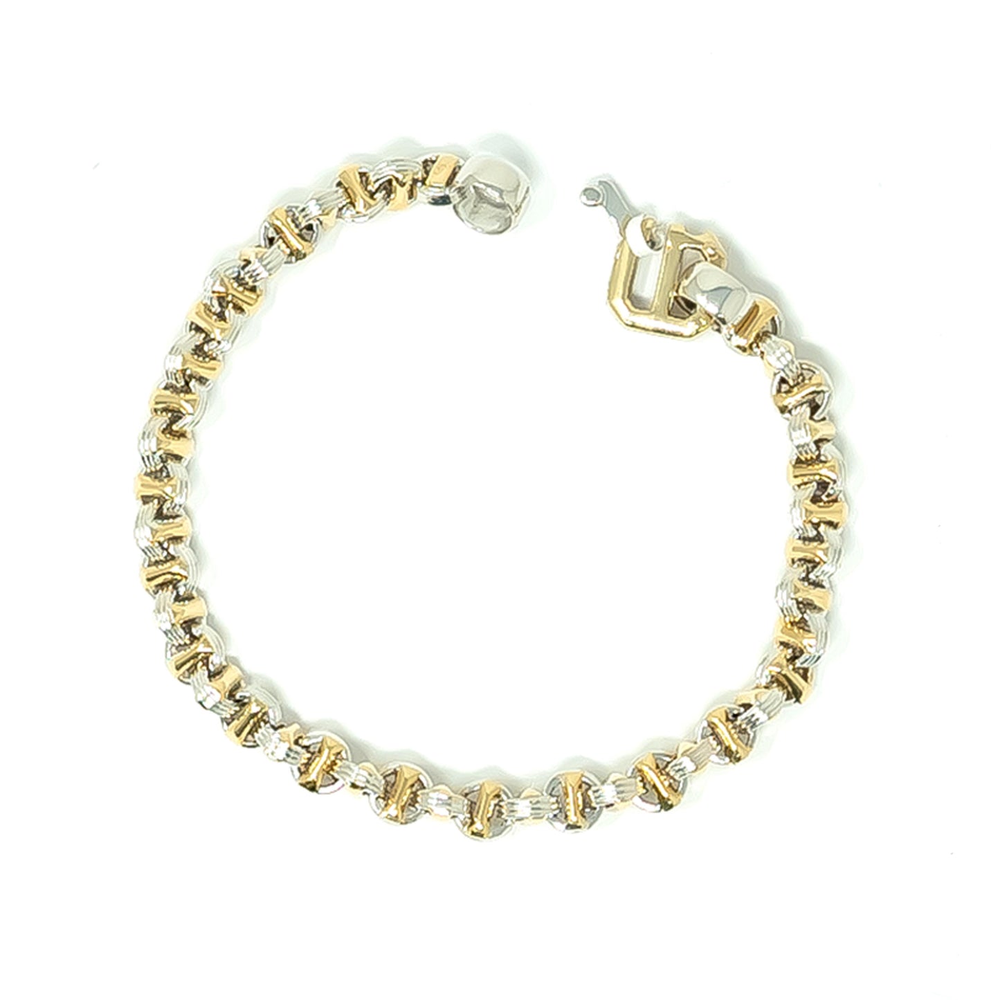 14K Two Tone Fancy Link Bracelet