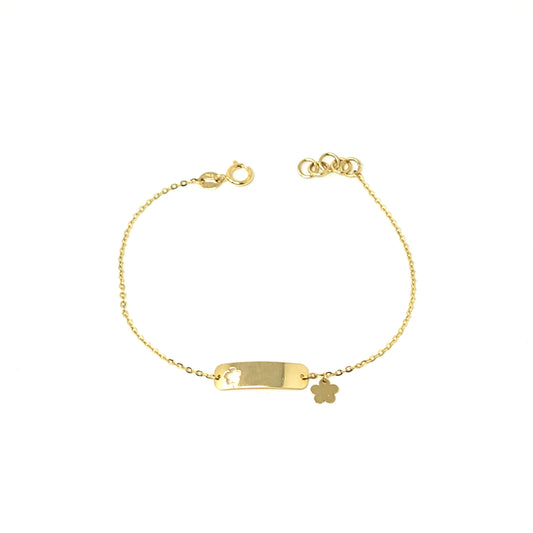 14K Yellow Gold Flower ID Bracelet