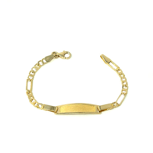 14K Yellow Gold Figaro ID Boy Bracelet