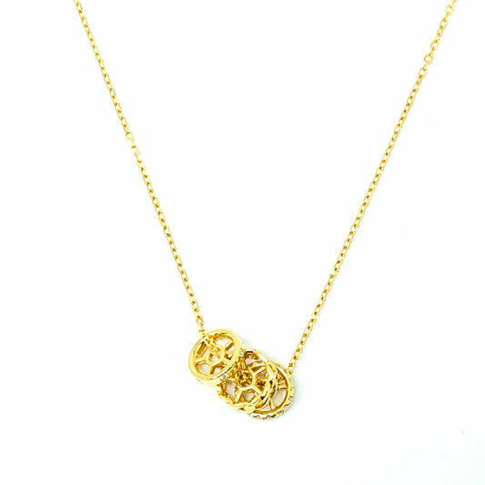 18k Yellow Gold Three Pendants DiamondNecklace