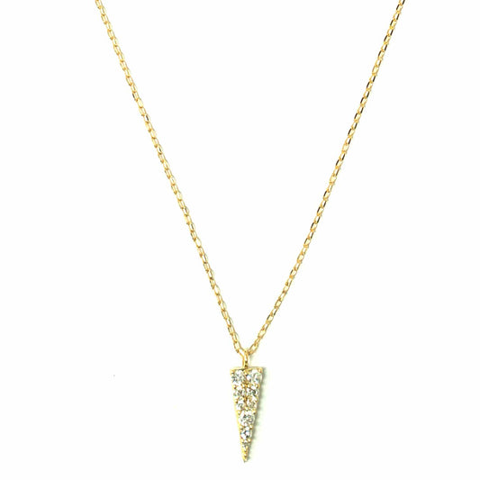 18K Yellow Gold Triangular Diamond Pendant Necklace