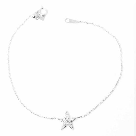 18K White Gold Star Diamond Pendant Bracelet