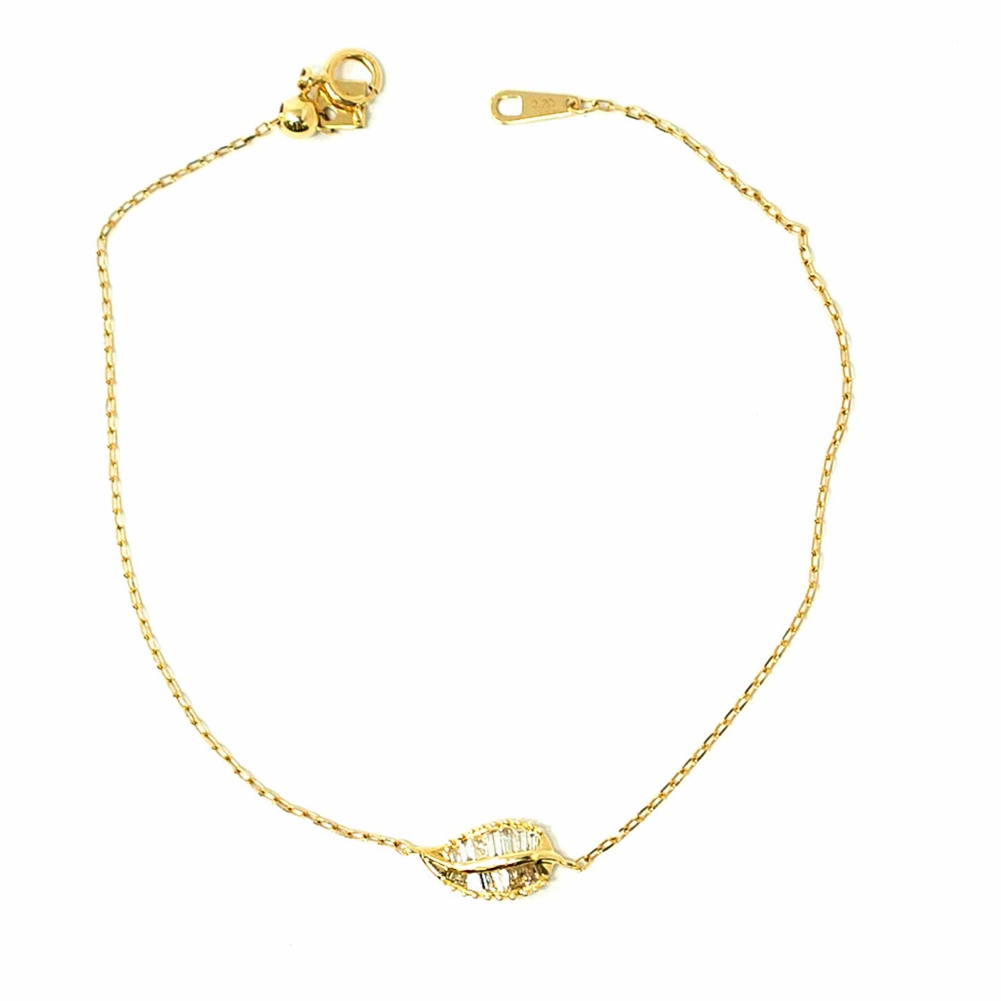 18K Yellow Gold Leaf Diamond Pendant Bracelet