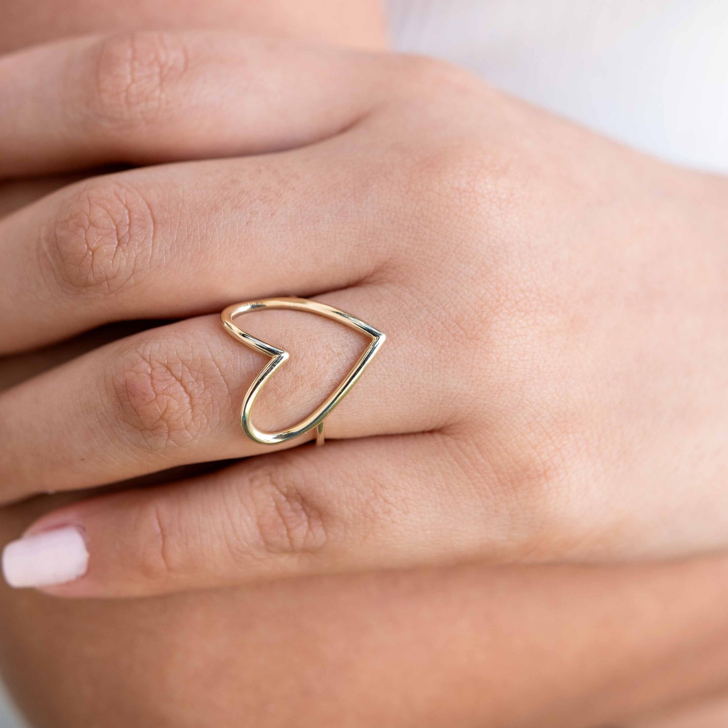 14K Yellow Gold Open Heart Ring