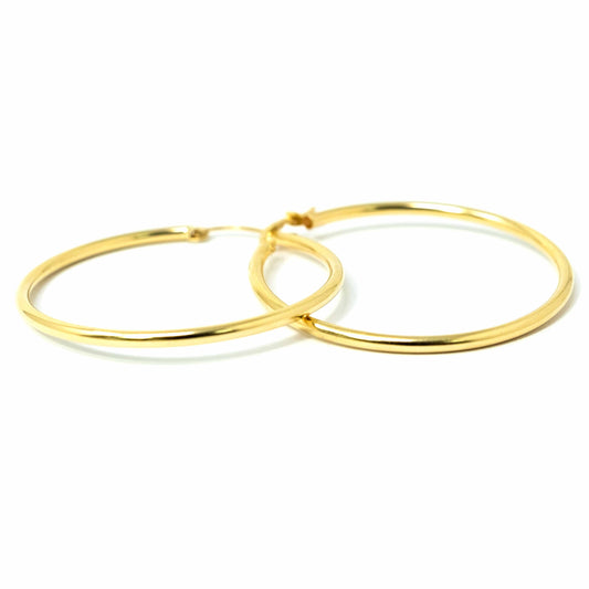 14K Yellow Gold Simple Hoop Earrings