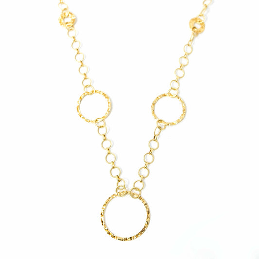 14K Yellow Gold Circle Sautoir Necklace