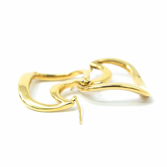 18K Yellow Gold Twisted Half Moon Hoop Earrings