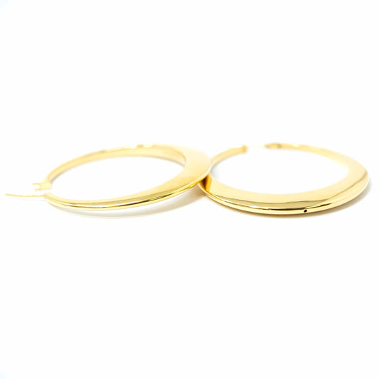 18K Yellow Gold Flat Stylish Hoop Earrings