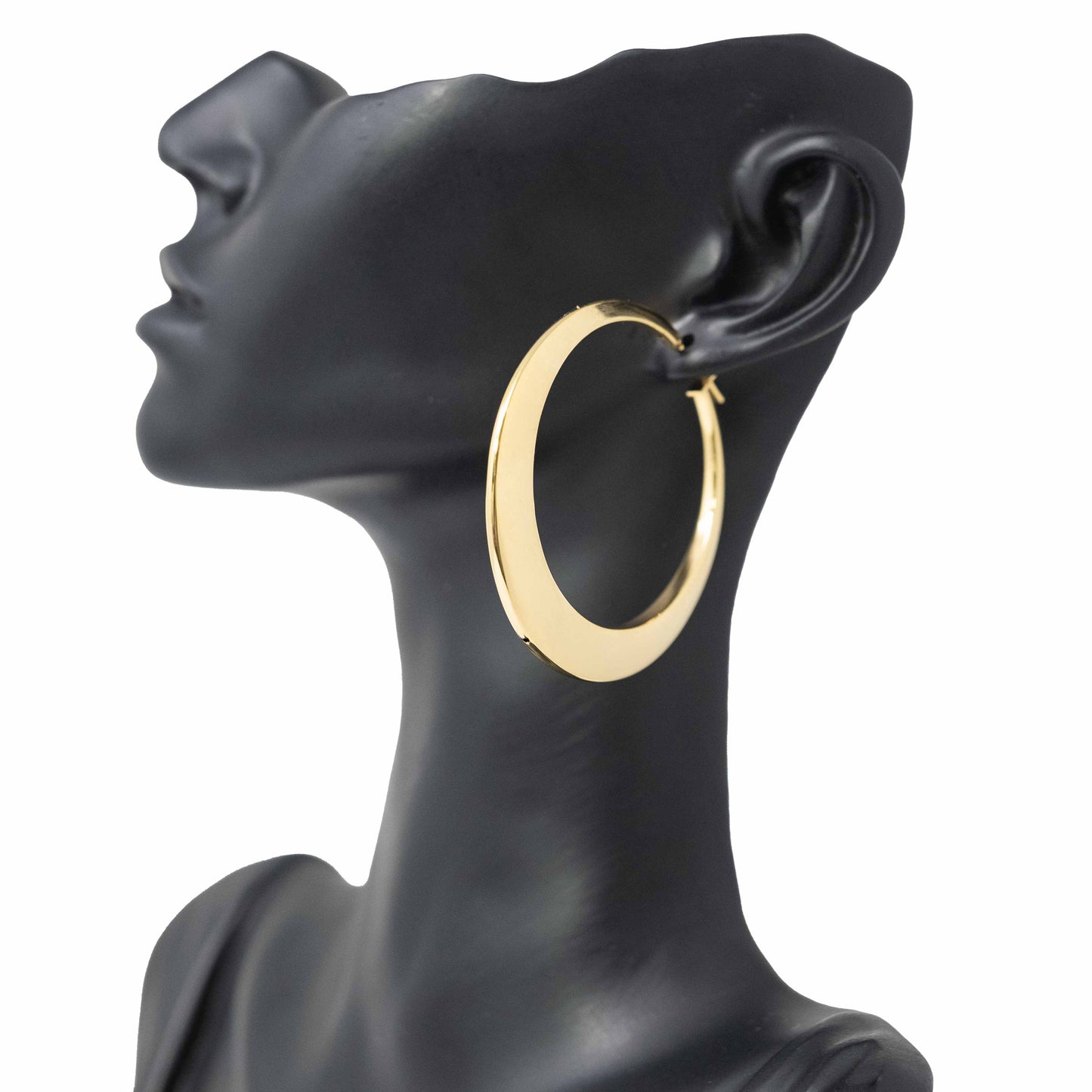 18K Yellow Gold Flat Stylish Hoop Earrings