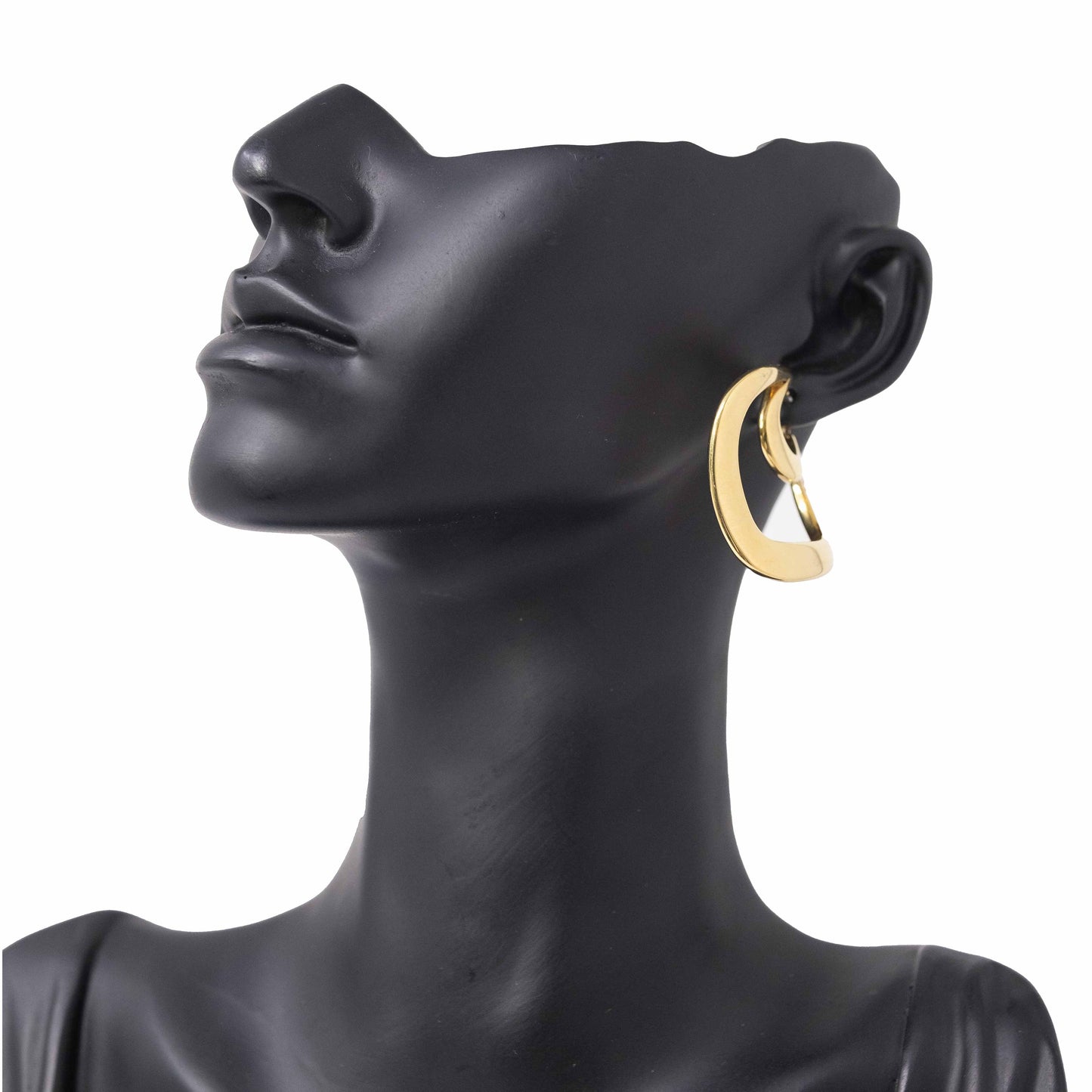 18K Yellow Gold Twisted Half Moon Hoop Earrings