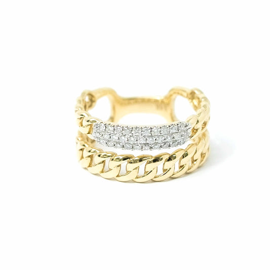 14K Yellow Gold Link Diamond Ring