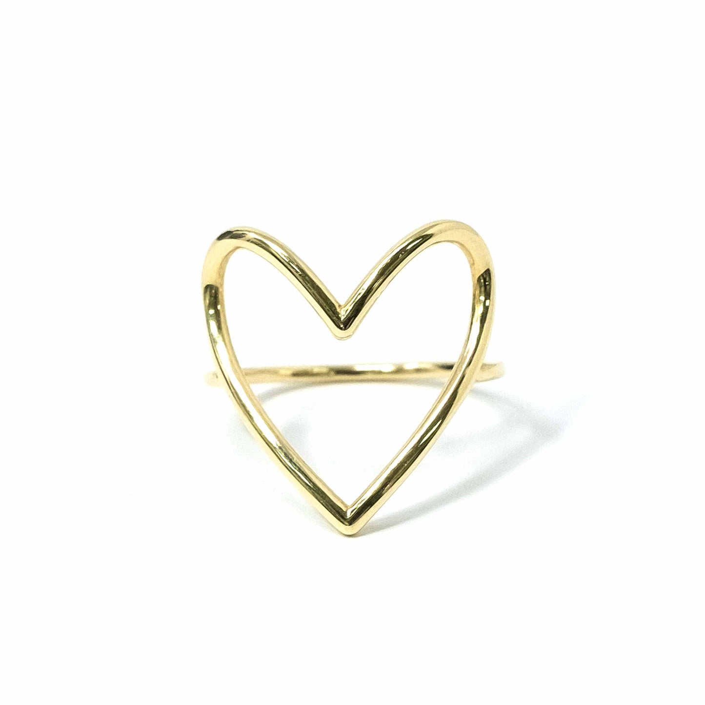 14K Yellow Gold Open Heart Ring