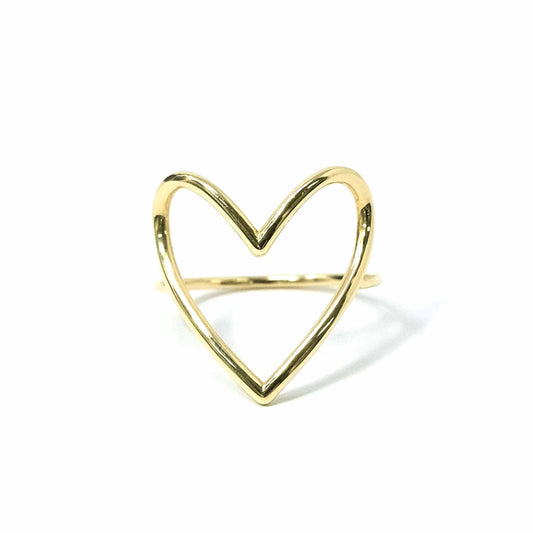 14K Yellow Gold Open Heart Ring