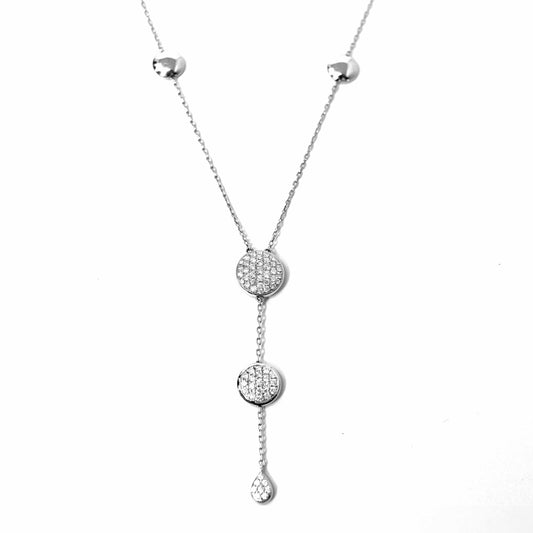 18K White Gold & Diamond Drop Necklace