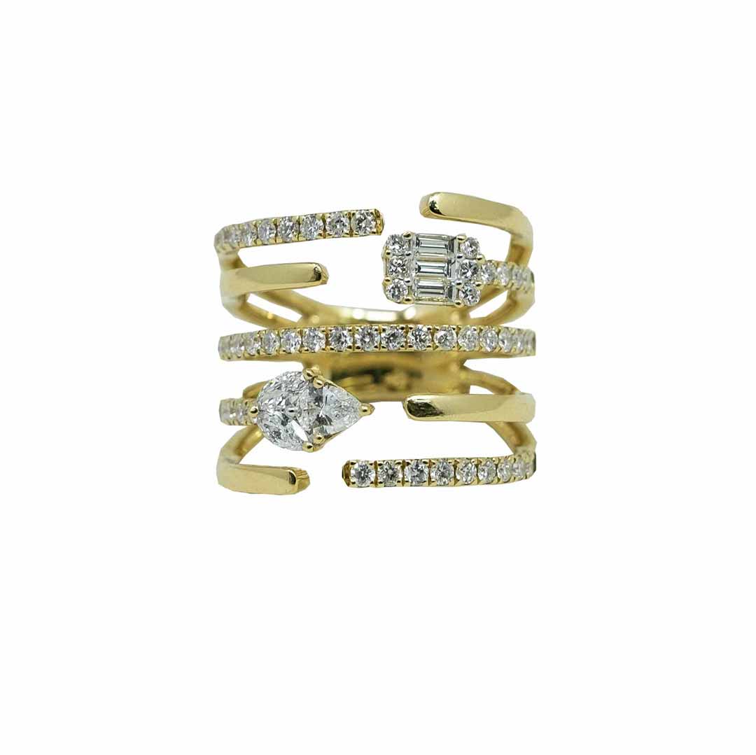 18k Yellow Gold Diamond Open-Circle Ring