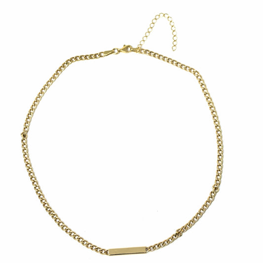 14K Yellow Gold Link Chain with Bar Necklace