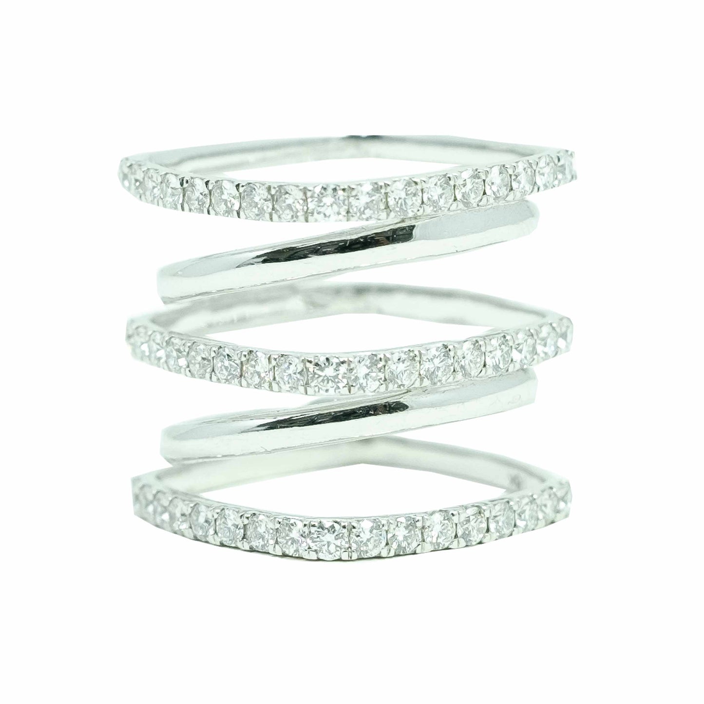 18k White Gold Three layered Diamond Tennis Ring