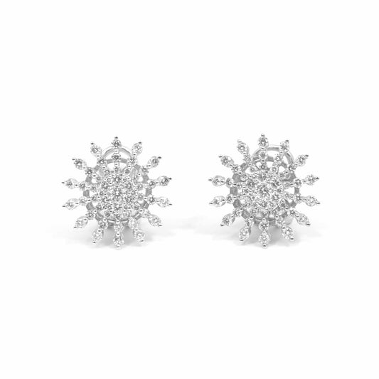 18K White Gold Snowflake Diamond Studs