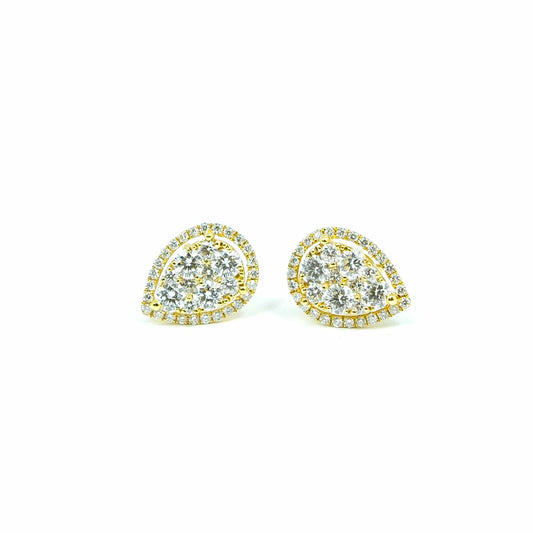 18k Yellow Gold Pear Shaped Diamond Ear studs