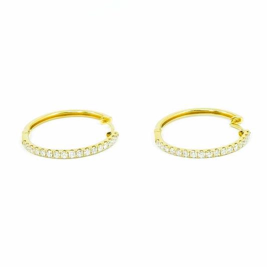 14K Yellow Gold & Diamond Classic Hoop Earrings