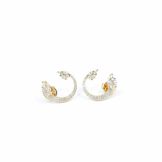 18k Yellow Gold Glamourous Diamond Earring