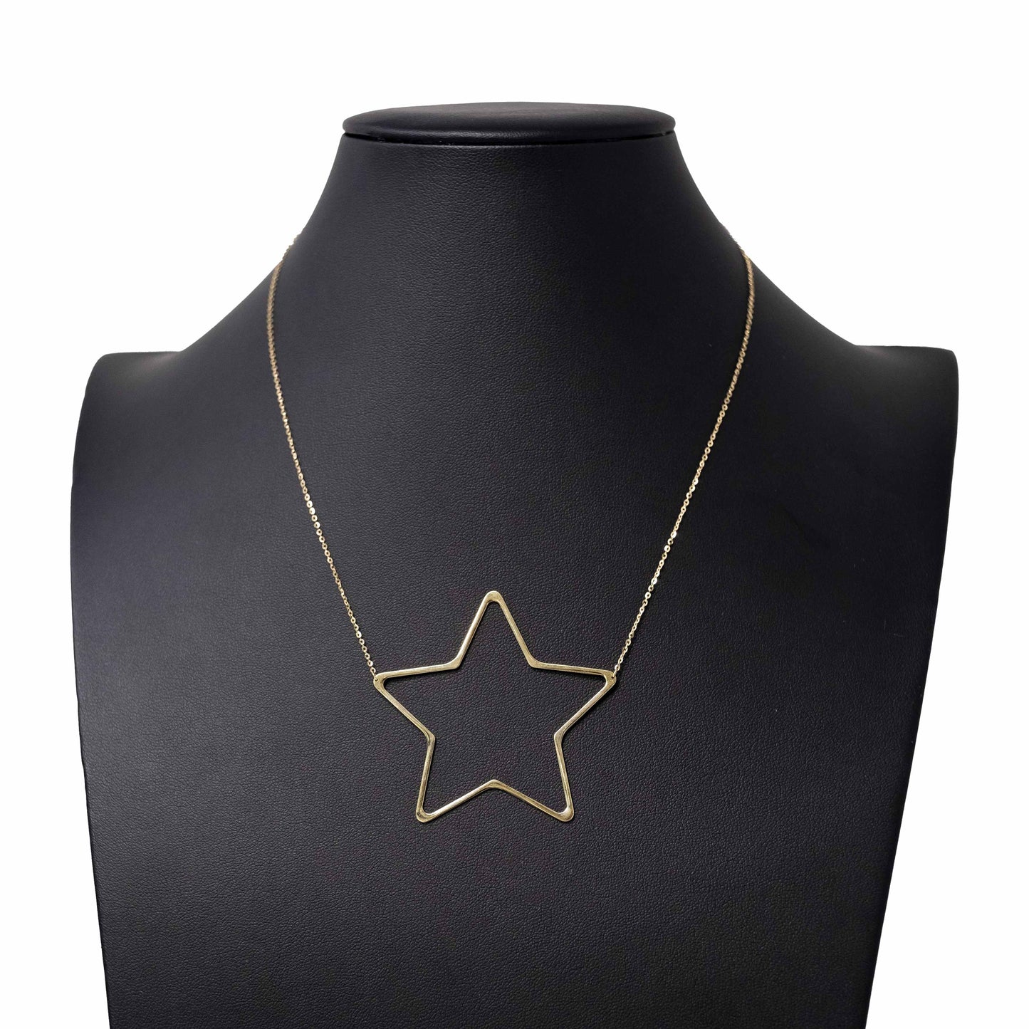 14K Yellow Gold Golden Open  Star Necklace