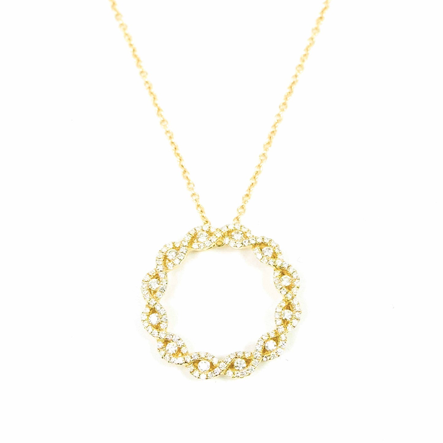 18K Yellow Gold Circle of Gratitude Diamond Pendant Chain