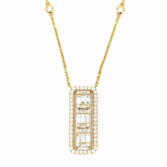 18K Rose Gold Rectangle Drop Necklace