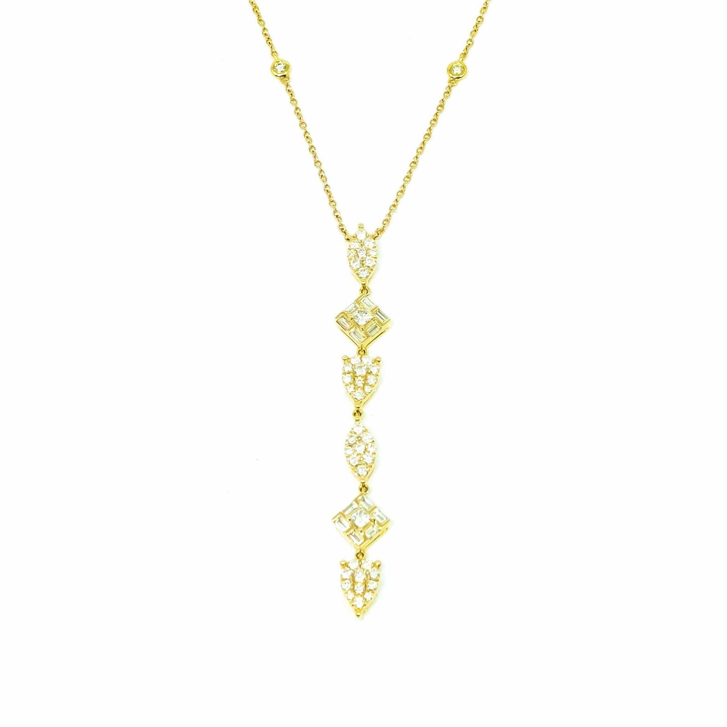 18K Yellow Gold and Diamond Multi-shape Lariat Drop Necklace