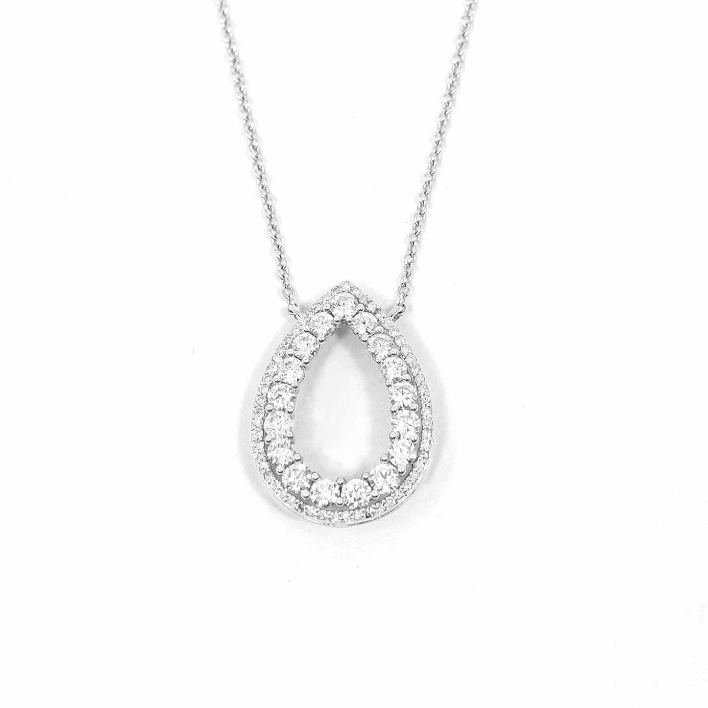 14K White Gold Dewdrop Diamond Pendant