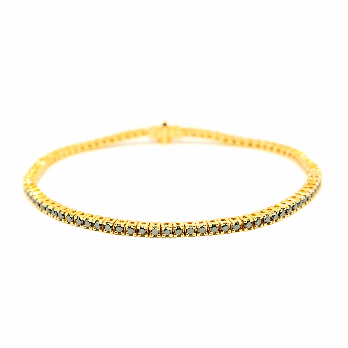 18K Yellow Gold Black Diamond Man Tennis Bracelet