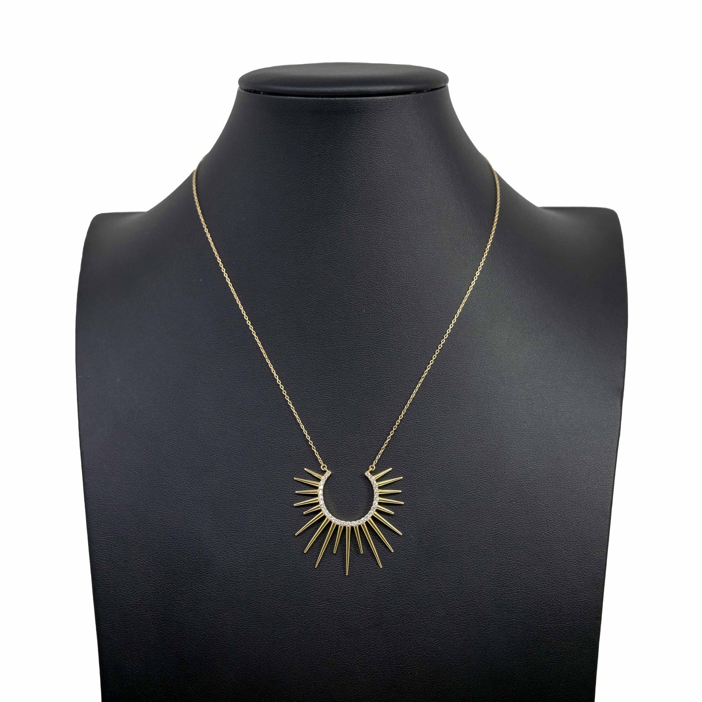 18K Yellow Gold Rising Sun Diamond Necklace