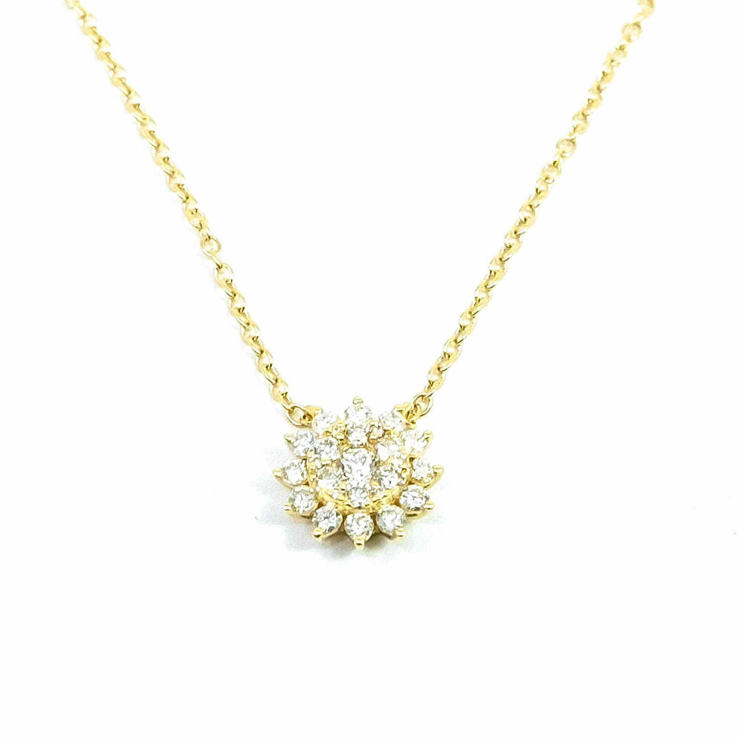 18K Yellow Gold Blossom Diamond Necklace