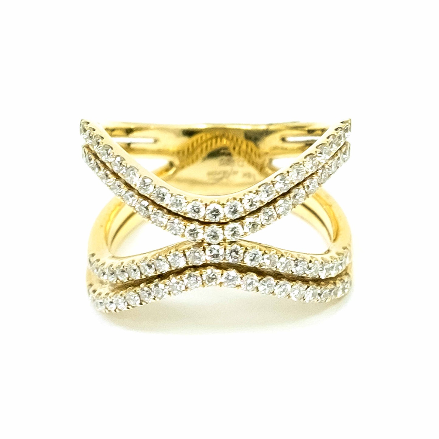 18K Yellow Gold Open Wave Diamond Ring