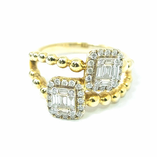 18K Yellow Gold Ball Diamond Bella Ring